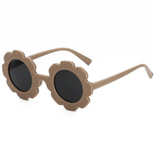 Load image into Gallery viewer, Brown sunflower kids sunglasses for your little diva. These sunglasses are perfect for kids ages 3 to 9 years.
