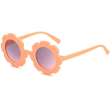 Load image into Gallery viewer, Orange sunflower kids sunglasses for your little diva. These sunglasses are perfect for kids ages 3 to 9 years.
