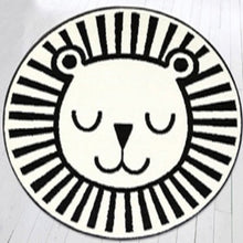 Load image into Gallery viewer, Bring the wild into your kid&#39;s bedroom with this fun beige and black round lion rug! You won&#39;t have to worry about any slippery surprises thanks to its anti-slip surface. Available in multiple sizes to make it purr-fectly fit any space - ROAR into the decorating world with this cute lion rug!
