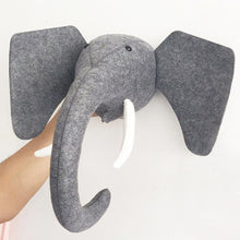 Load image into Gallery viewer, Super cool handmade grey elephant wall decor for your little adventurer. Material: Felt. Choose between a zebra, elephant, lion, tiger or giraffe or get all five!
