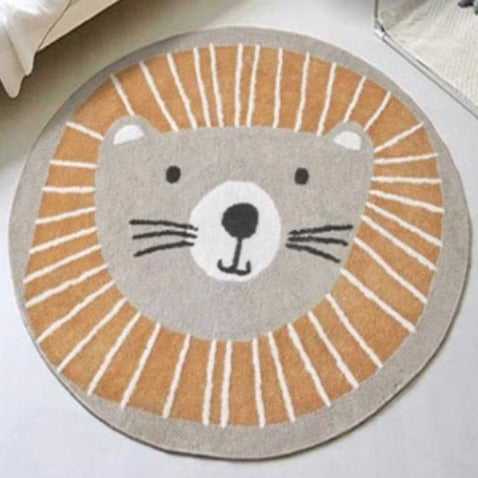 Bring your nursery to life with this purrfect round lion rug! Made from polyester with anti-slip backing, it's the adorable (and safe!) addition you're looking for. Watch their imaginations run wild with this one-of-a-kind rug in multiple sizes!  SIZES  31.49 x 31.49 inches (80cm x 80cm) | 2.62ft. X 2.62ft.  39.37. x 39.37 inches (100cm x 100cm) | 3.28ft. x 3.28ft. 47.24 x 47.24 inches (120cm x 120cm) | 3.93ft. x 3.93ft. 51.18 x 51.18 inches (130cm x 130cm) | 4.26ft. x 4.26ft.