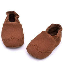 Load image into Gallery viewer, These are great soft sole baby brown shoes for your first walker. The flexibility of these leather baby shoes makes it easy to crawl and walk. 

