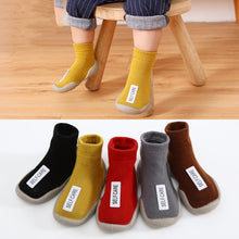 Load image into Gallery viewer, Super cool and sturdy indoor non-skid baby and toddler shoes for your first time walker. These super cool shoes come in yellow, black, red, grey and brown. This kids footwear is for ages 6 months to 4 year. Free shipping.
