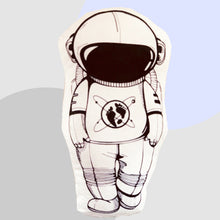 Load image into Gallery viewer, Cool space man pillow for your little astronaut. This black and white pillow comes in multiple design and is perfect for your little kid&#39;s bedroom decor. Filling: PP Cotton. Warning: Keep Away from Fire.
